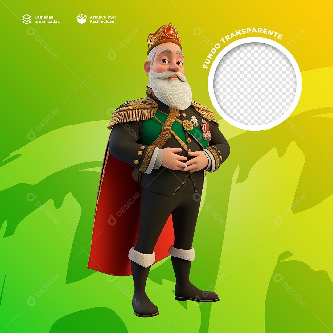 Tenente Elemento 3D da Independência do Brasil para Composição PSD