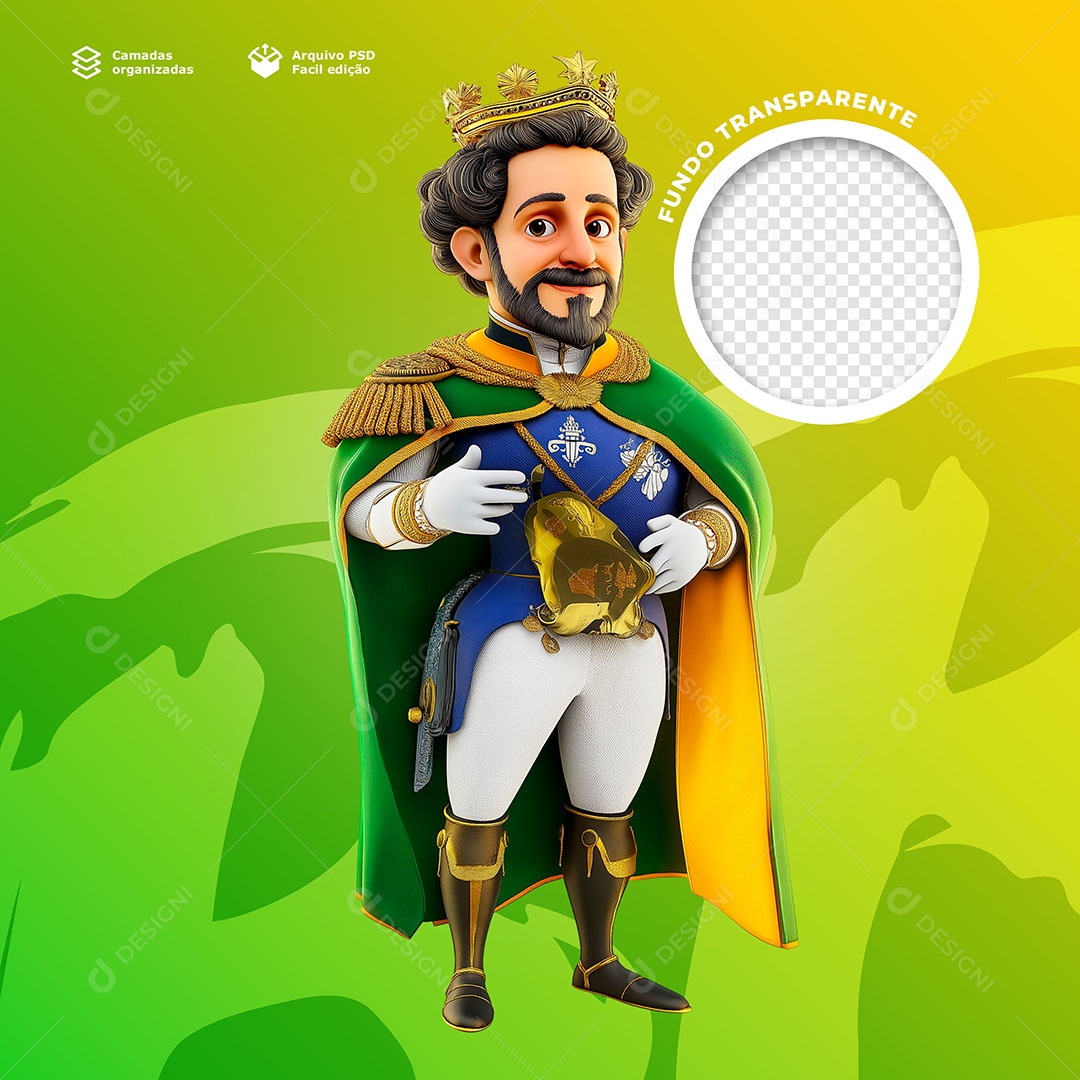 Personagem Fardado Brasileiro Elemento 3D para Composição PSD