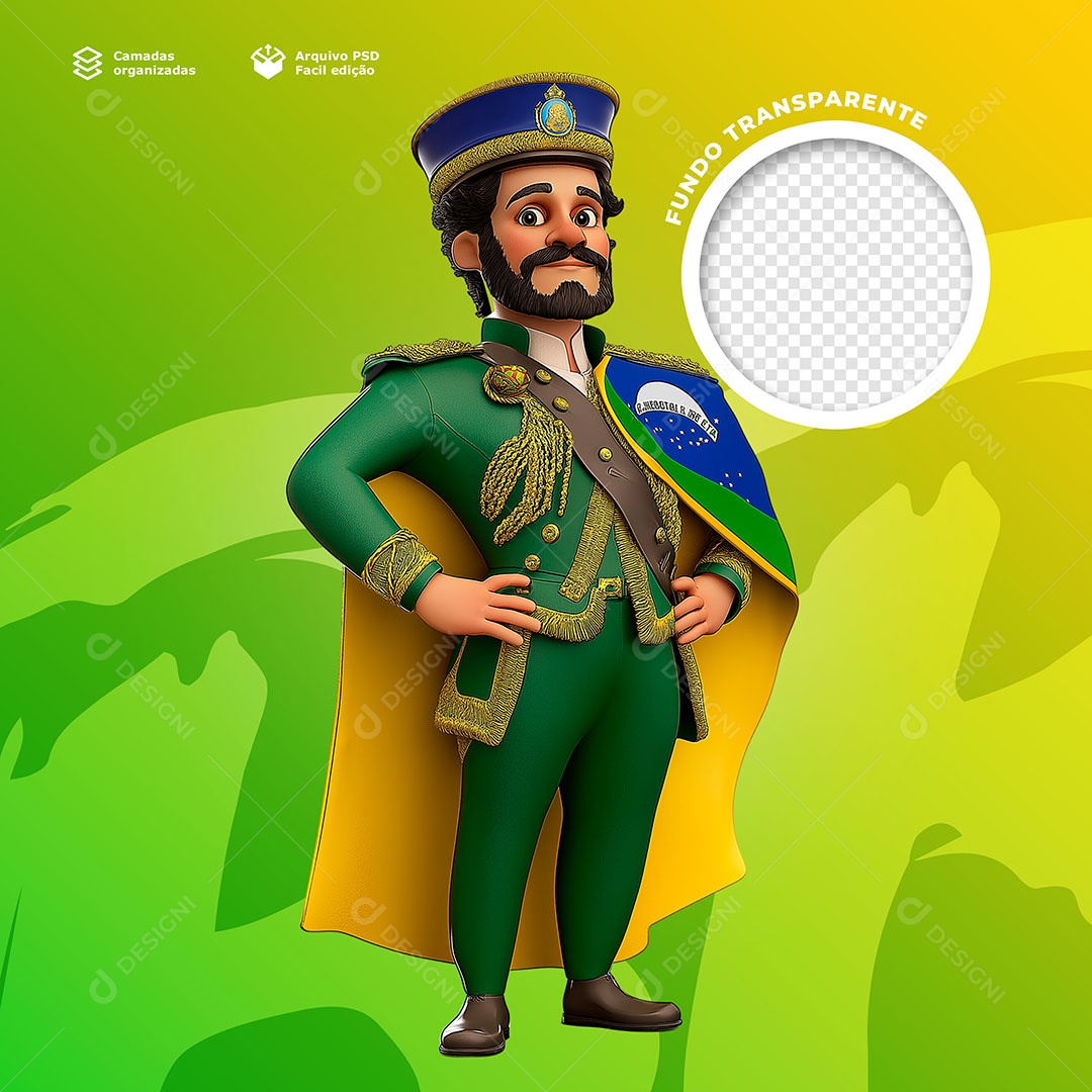 Personagem Fardado Elemento 3D para Composição PSD