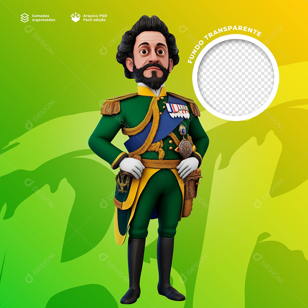 Saldado Elemento 3D da Independência do Brasil para Composição PSD