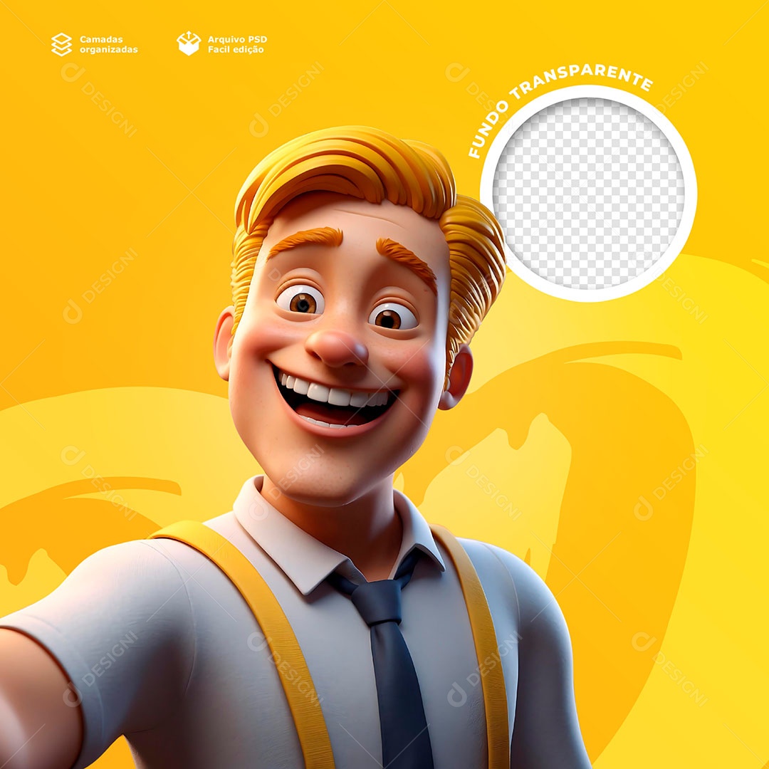 Homem Loiro Elemento 3D para Composição PSD
