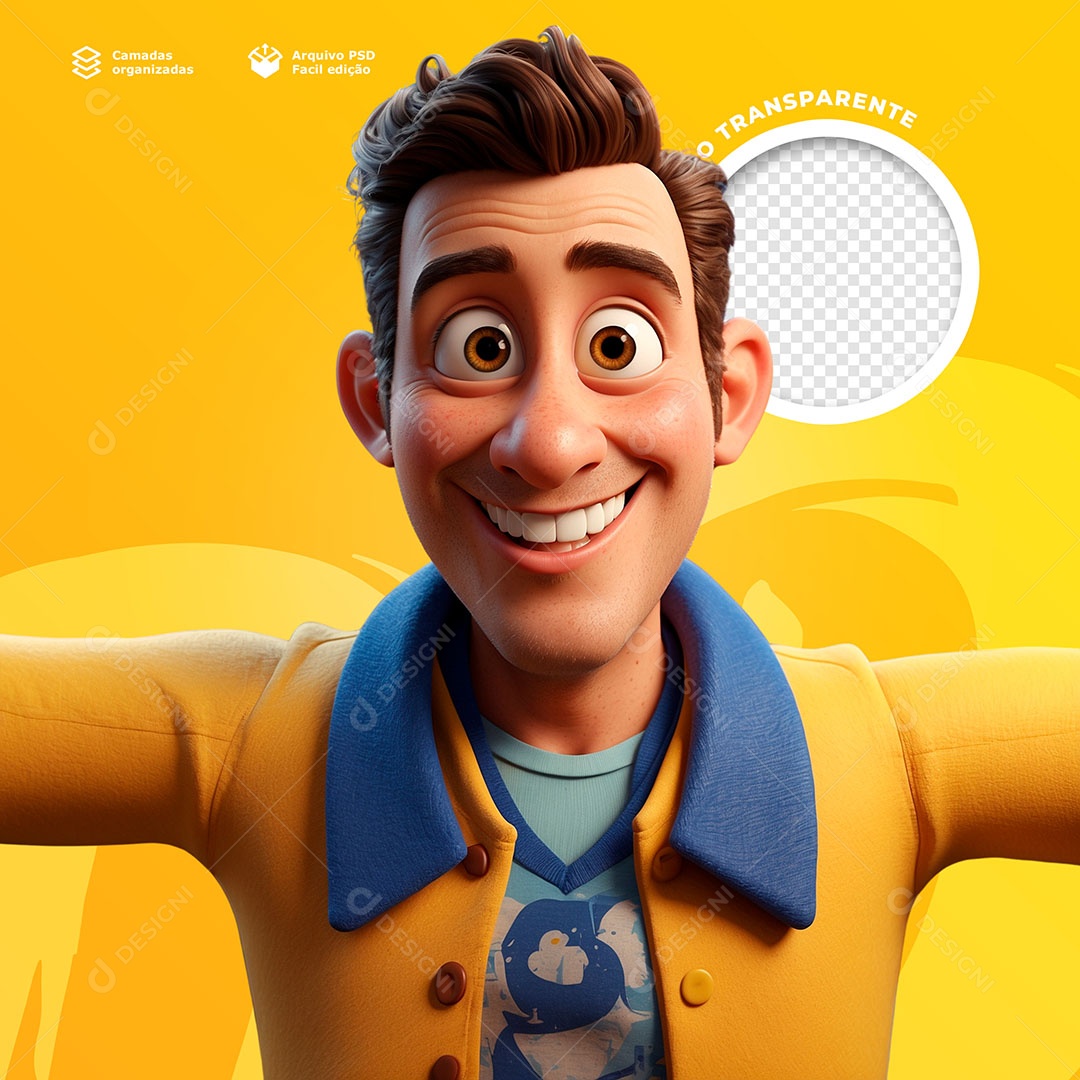 Homem Tirando uma Self Elemento 3D para Composição PSD