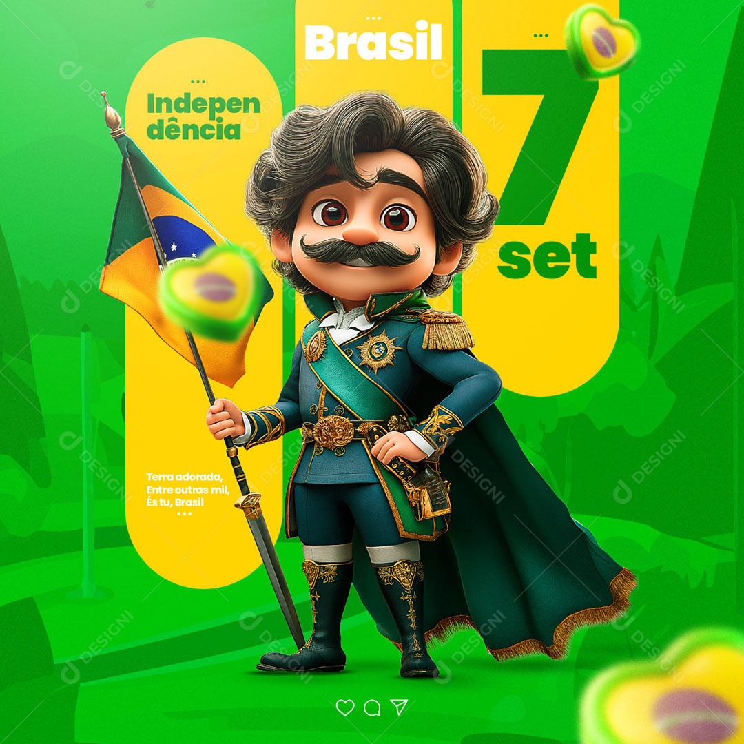 Dia da Independência do Brasil 07 de Setembro Terra Adorada Social Media PSD Editável