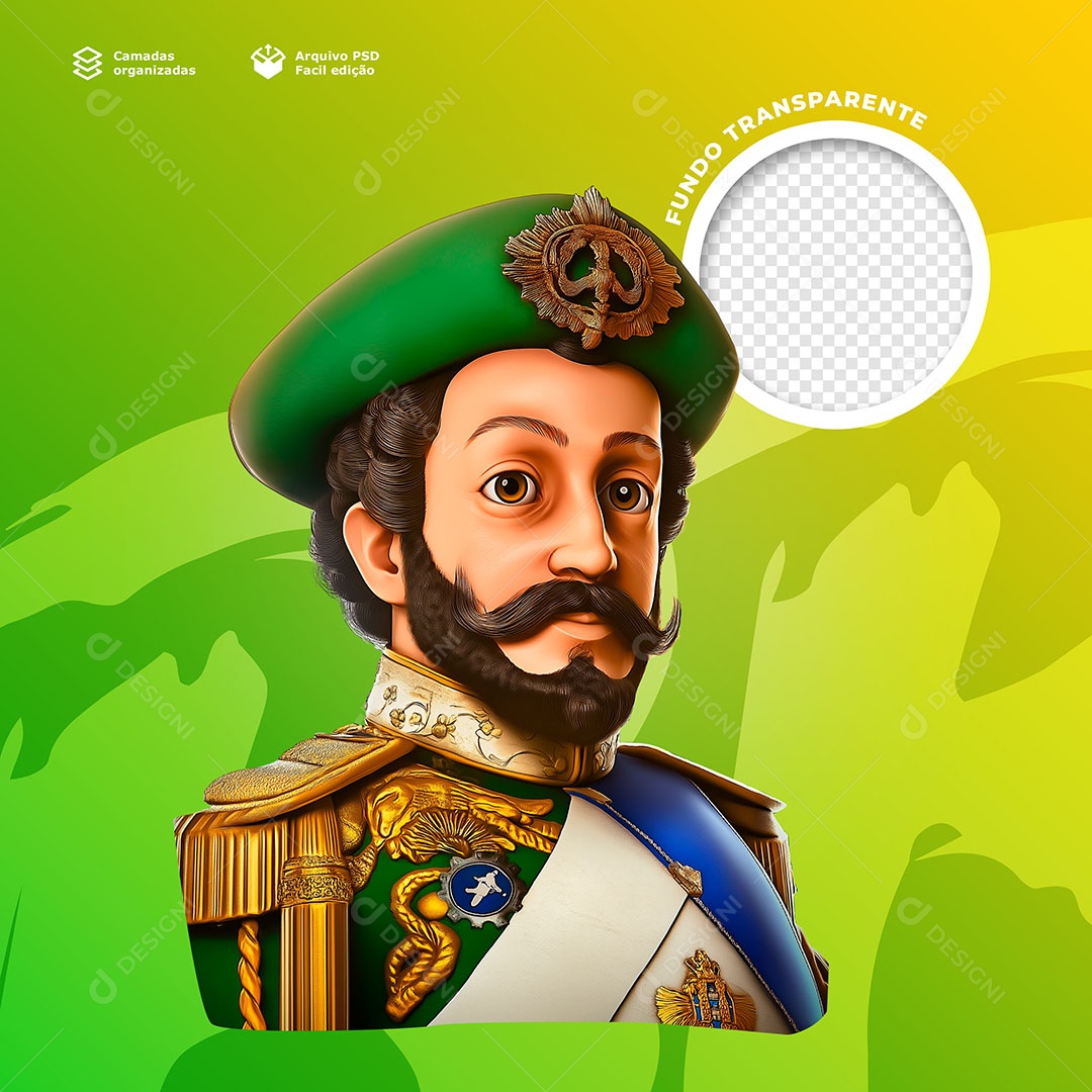 Personagem da Independência Elemento 3D para Composição PSD