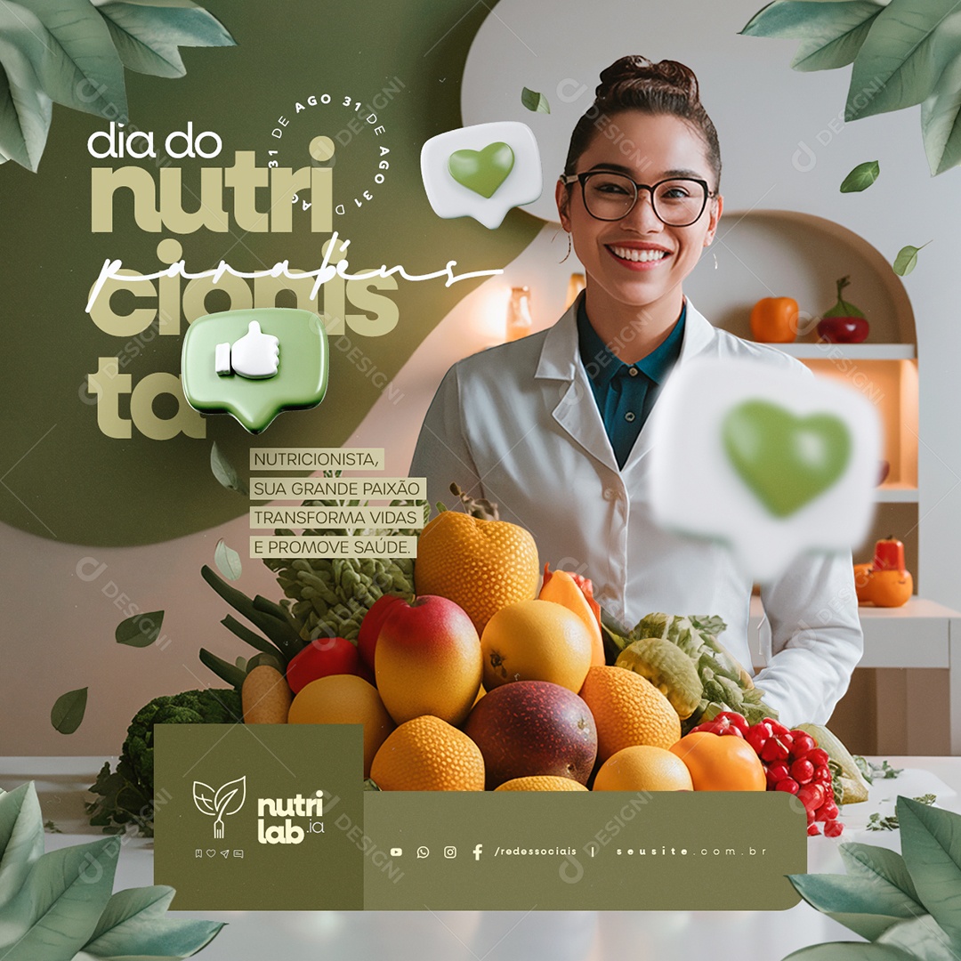 Social Media Dia Do Nutricionista 31 De Agosto Parabéns PSD Editável