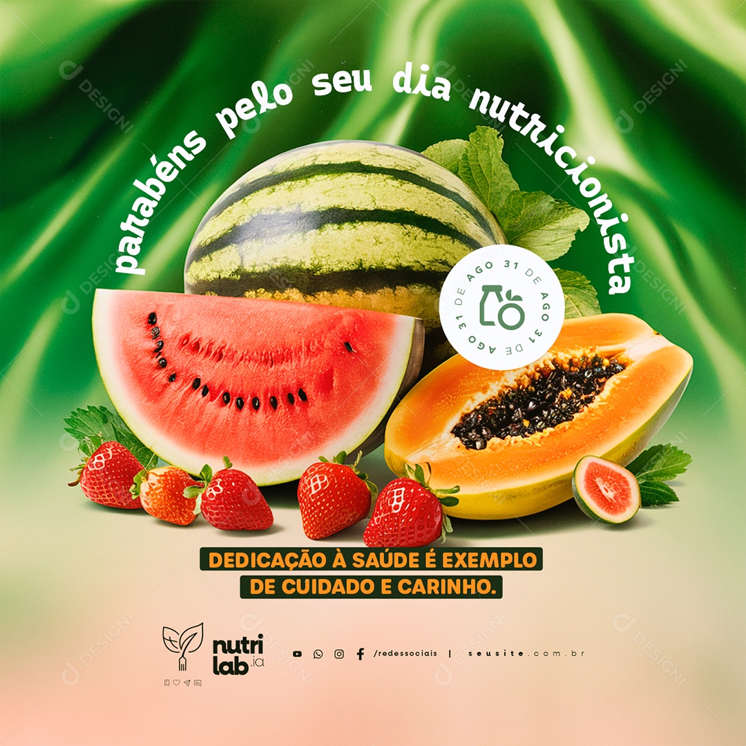 Dia Do Nutricionista 31 De Agosto Parabéns Social Media PSD Editável