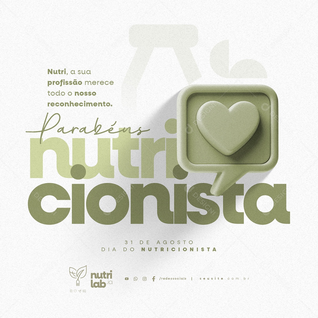 Social Media Dia Do Nutricionista 31 De Agosto Parabéns PSD Editável