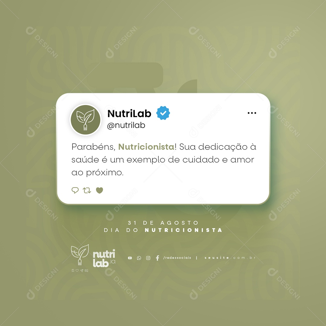 Dia Do Nutricionista 31 De Agosto Parabéns Social Media PSD Editável
