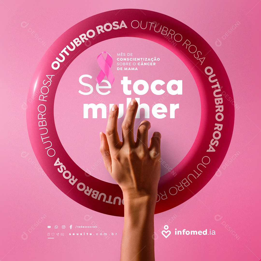 Outubro Rosa Mês de Conscientização Sobre o Câncer de Mama Social Media PSD Editável