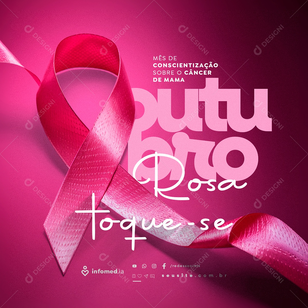 Outubro Rosa Toque-Se Social Media PSD Editável