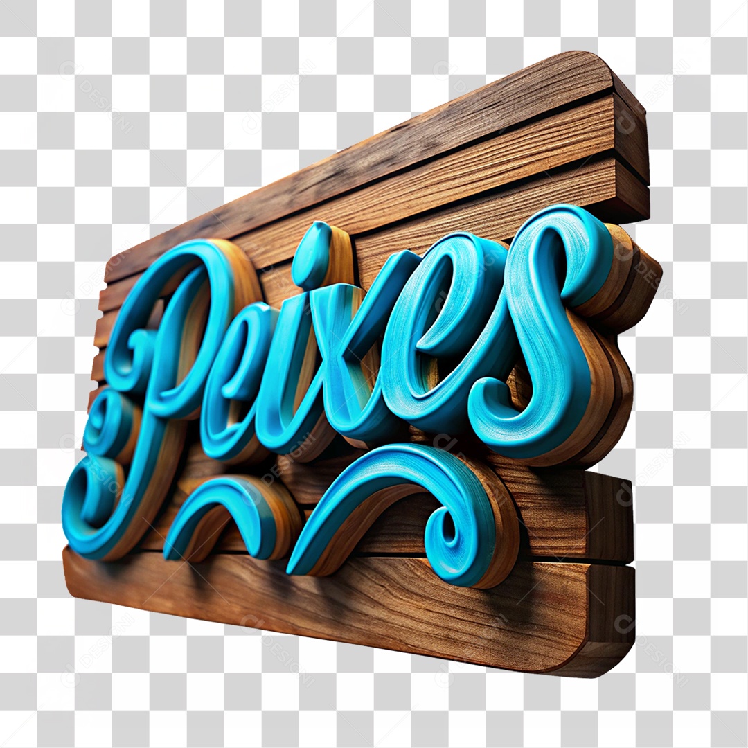 Placa de Madeira Peixes PNG Transparente