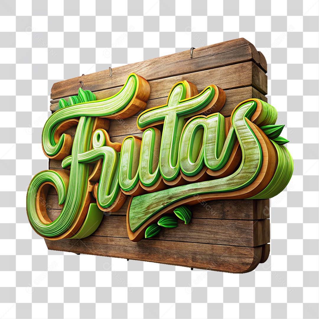 Placa de Madeira Frutas PNG Transparente