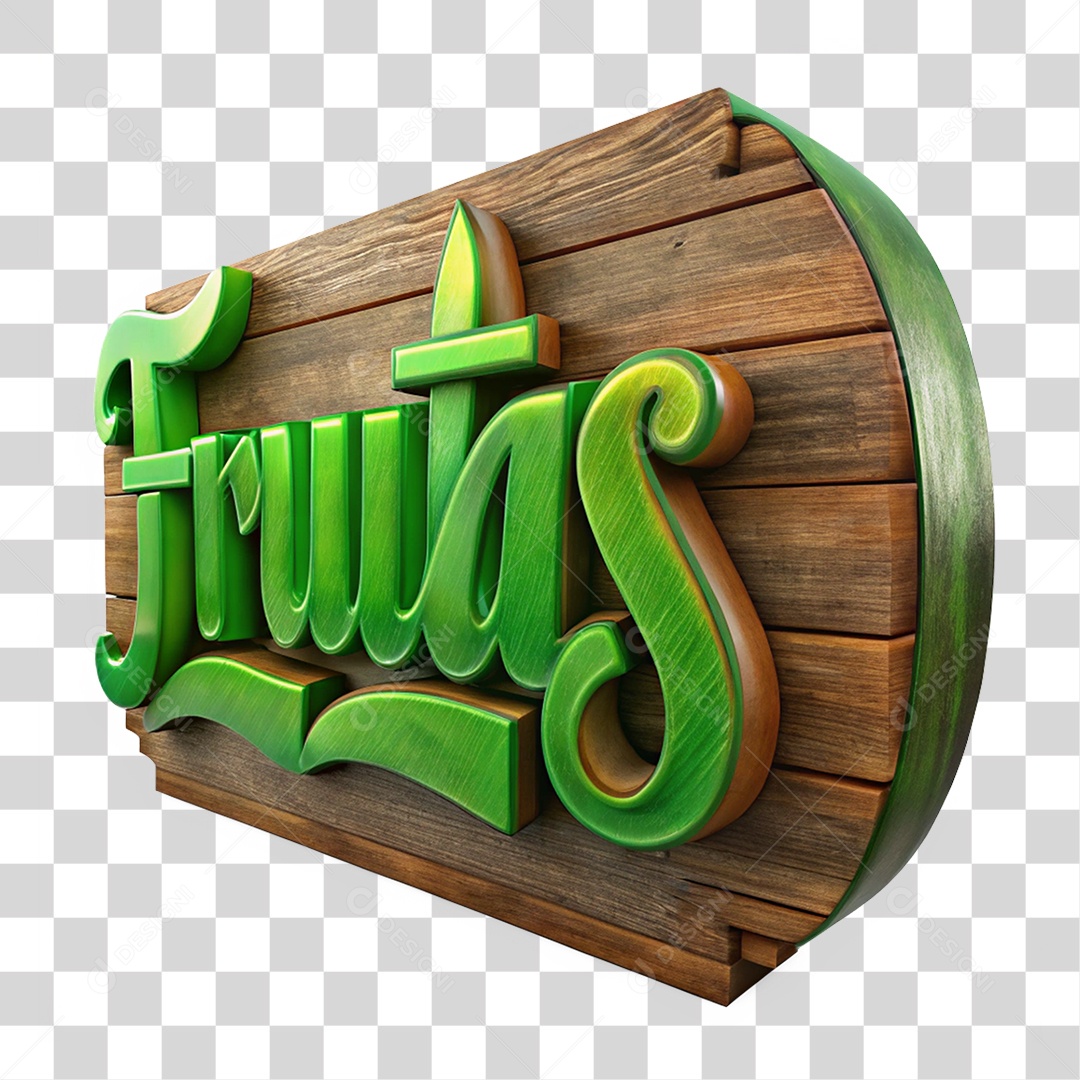 Placa de Madeira Frutas PNG Transparente