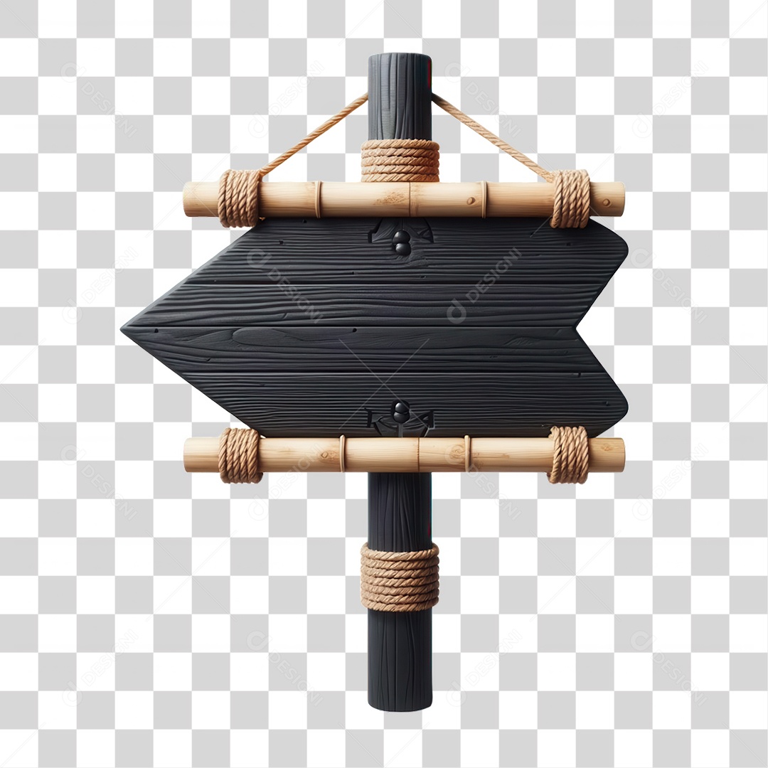 Elemento 3D Placa de Madeira PNG Transparente