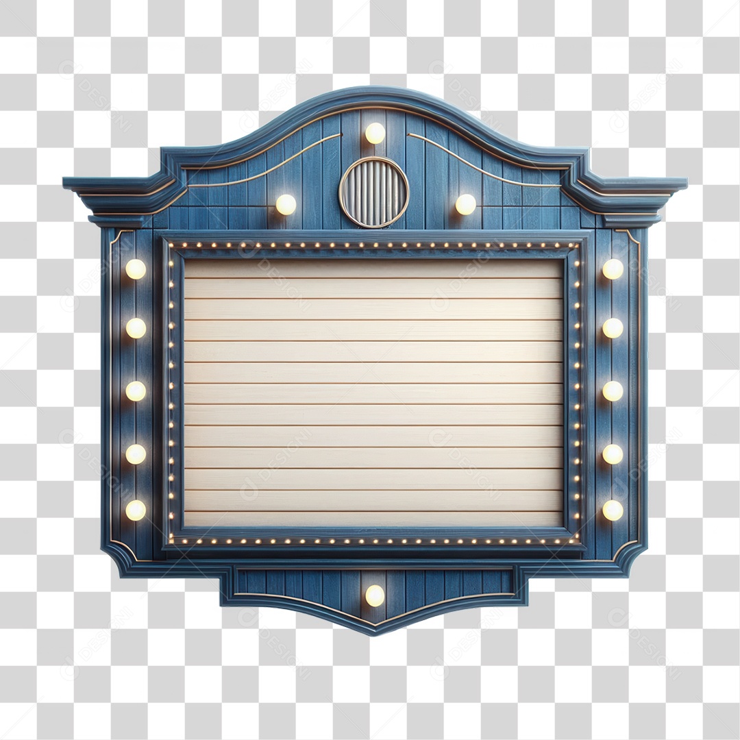 Elemento 3D Placa de Madeira com Luzes Lâmpadas PNG Transparente