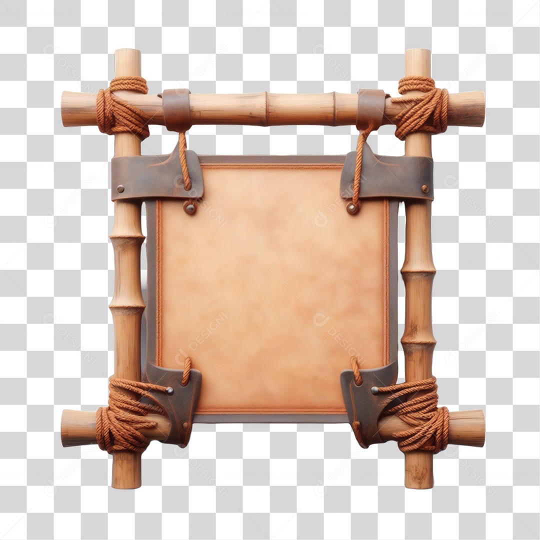 Elemento 3D Placa de Madeira PNG Transparente