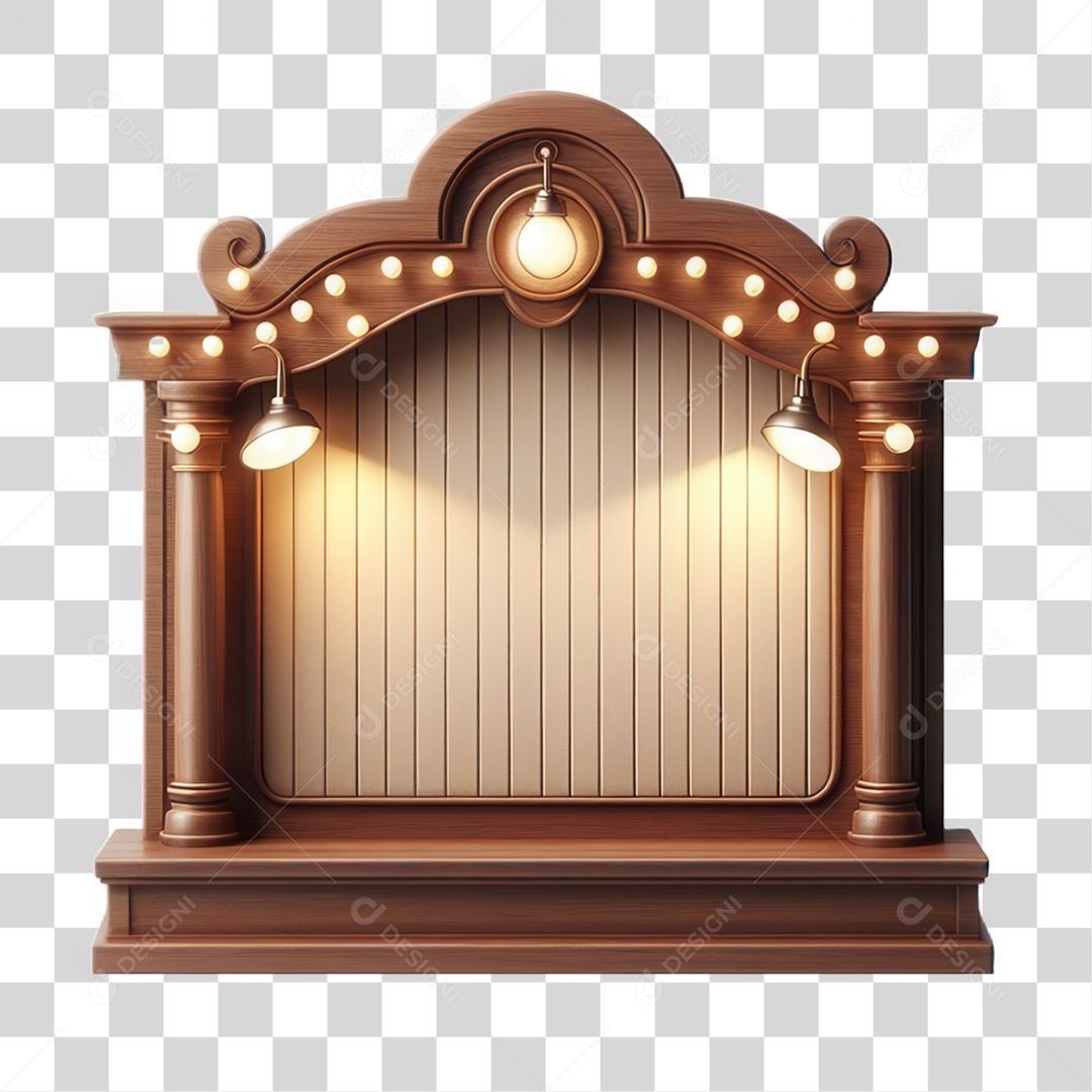 Elemento 3D Placa de Madeira PNG Transparente