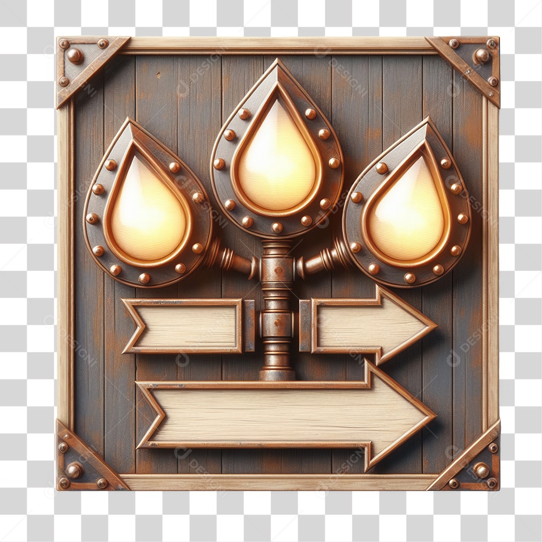3D Element PNG Wood Plate Transparent