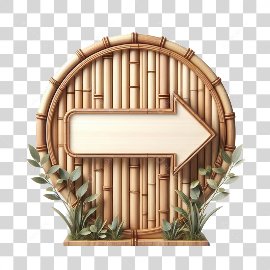 Elemento 3D Placa de Madeira PNG Transparente