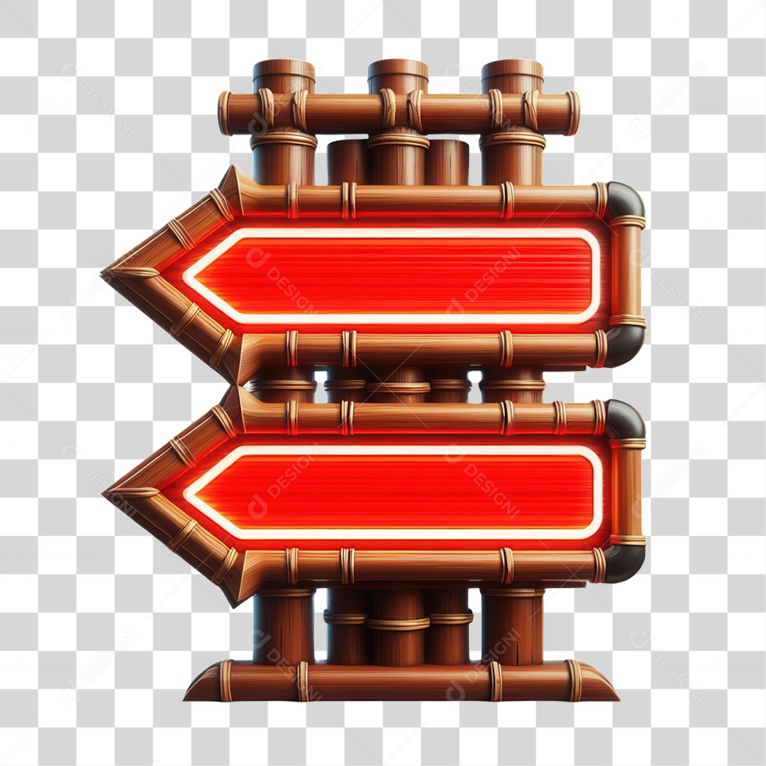 Elemento 3D Placa de Madeira PNG Transparente