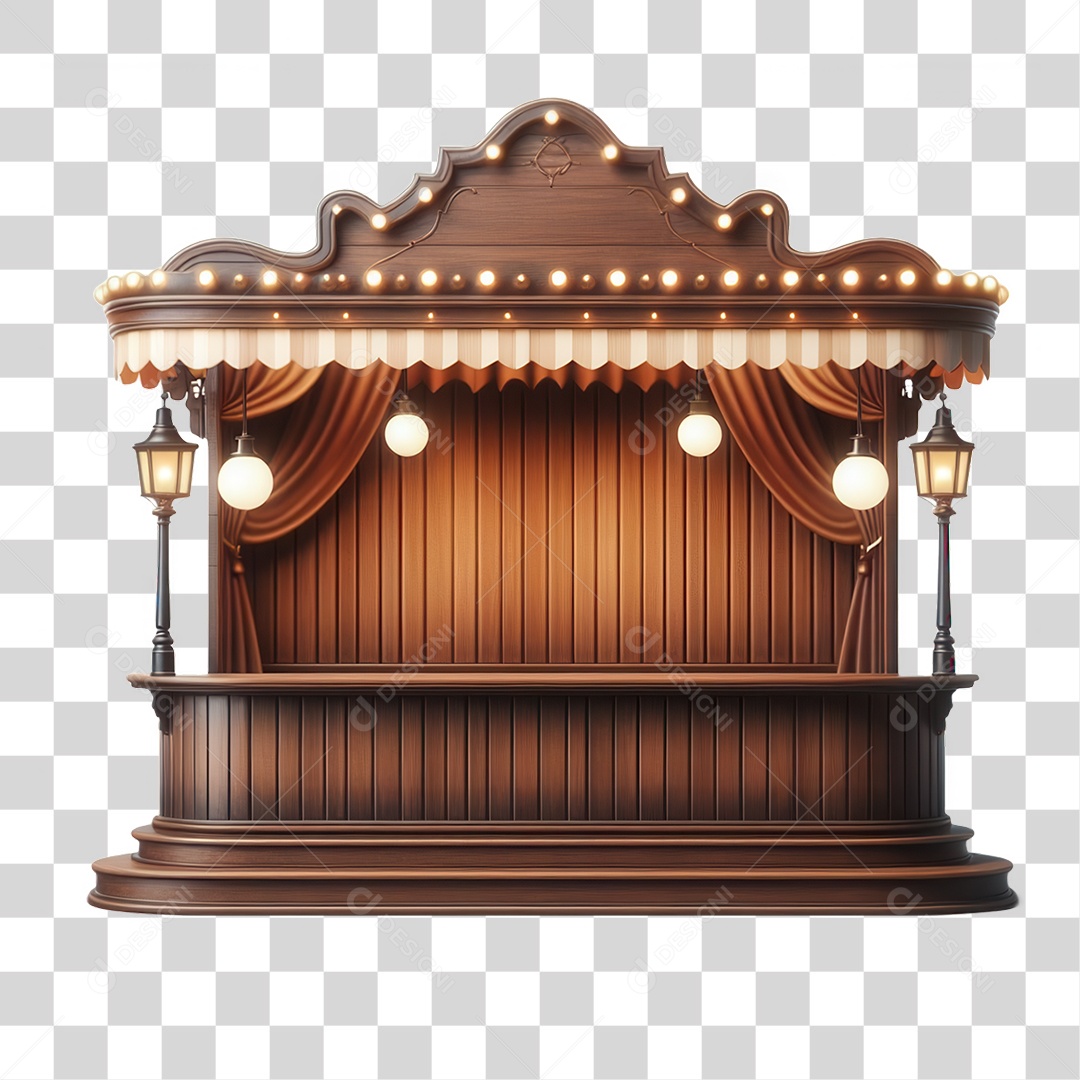 Elemento 3D Balcão Decoração Lâmpadas PNG Transparente