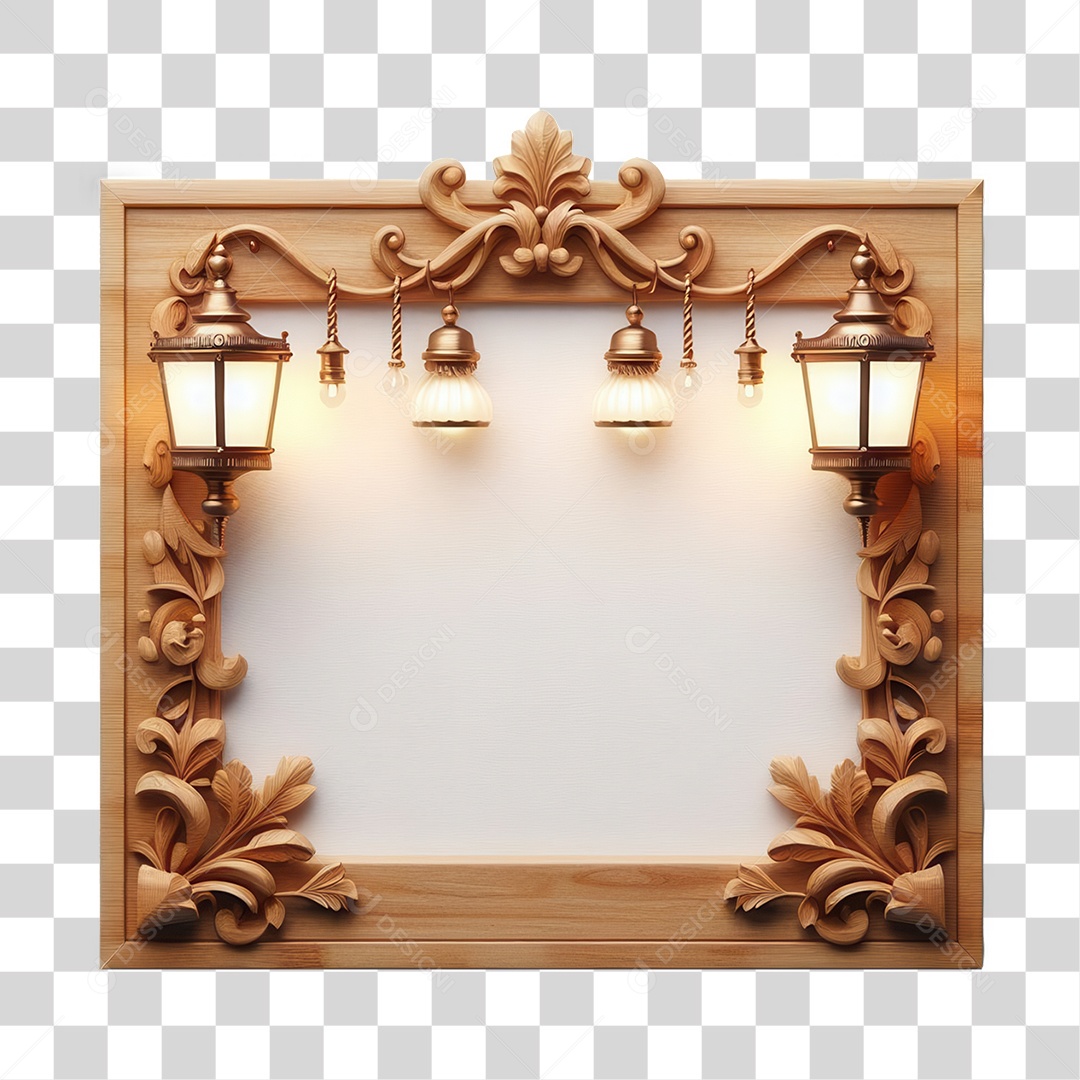 Elemento 3D Placa de Madeira PNG Transparente
