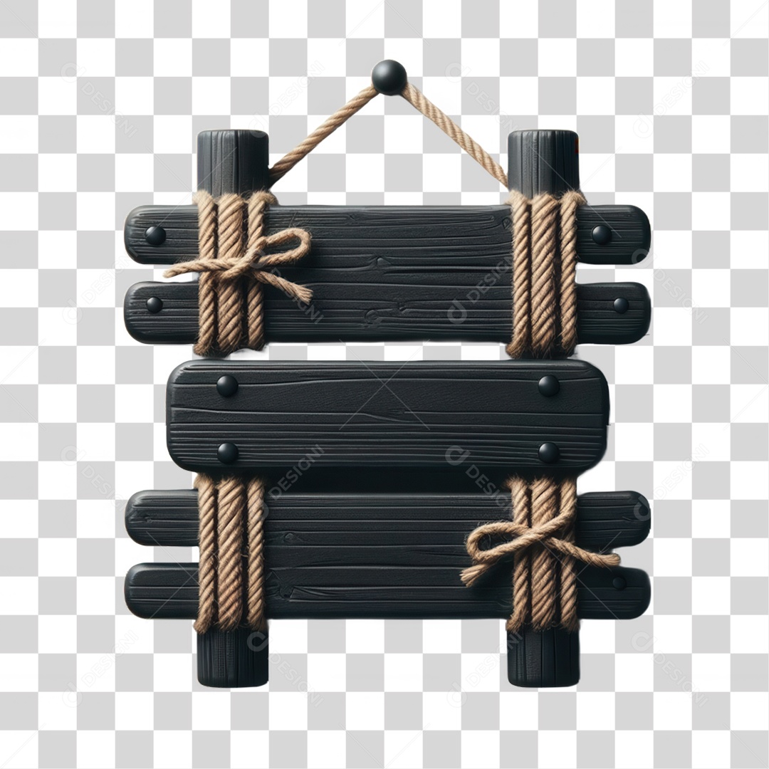 Elemento 3D Placa de Madeira PNG Transparente