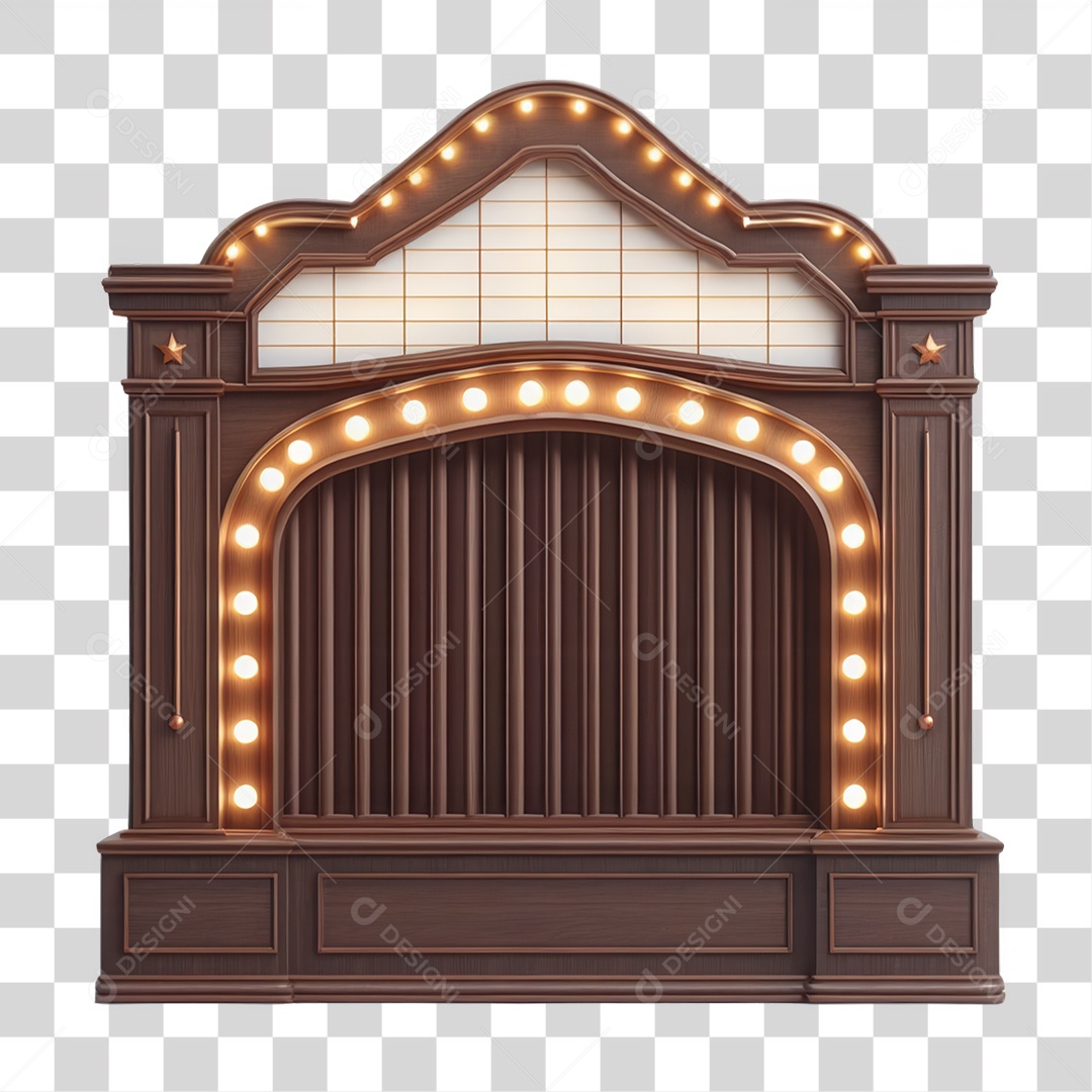 3D Element Wooden Plate with Lights PNG Lamps Transparent