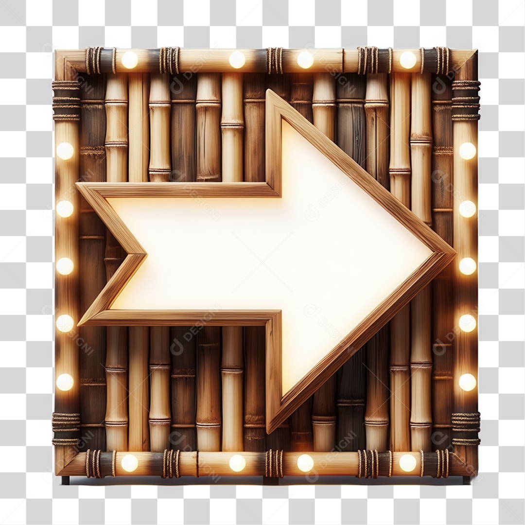 Elemento 3D Placa de Madeira com Luzes Lâmpadas Setas PNG Transparente