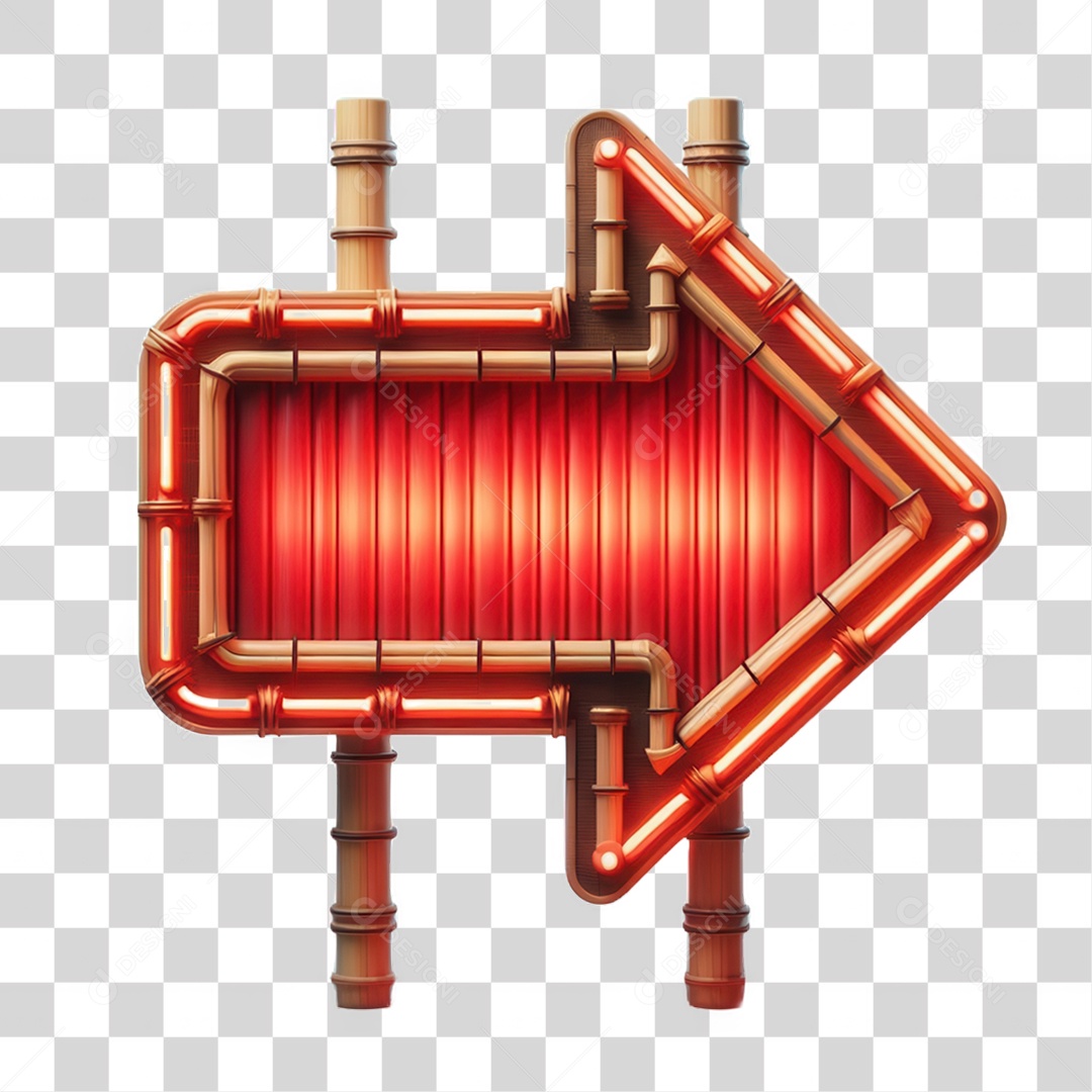 Elemento 3D Placa de Madeira com Luzes Lâmpadas Setas PNG Transparente