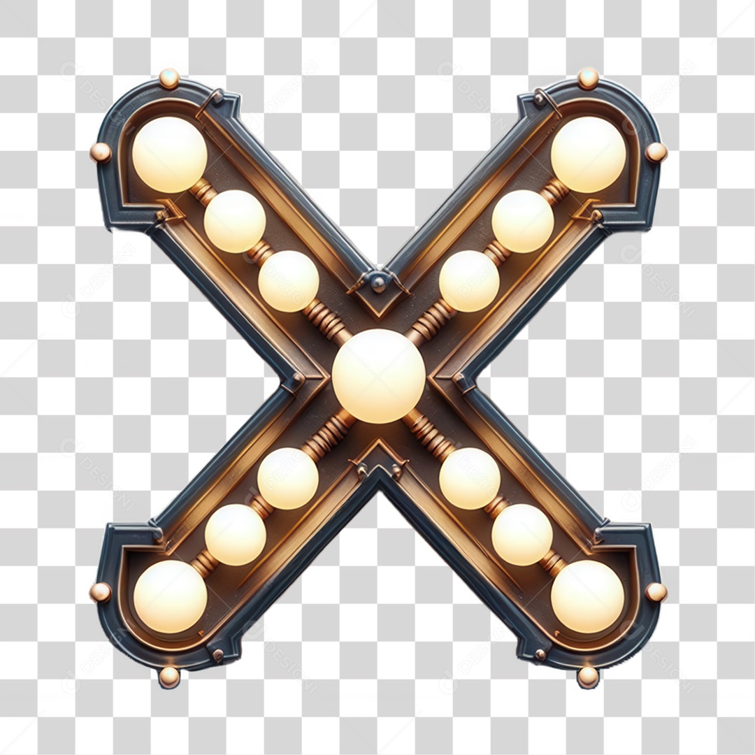 Elemento 3D Placa de Madeira com Luzes Lâmpadas PNG Transparente