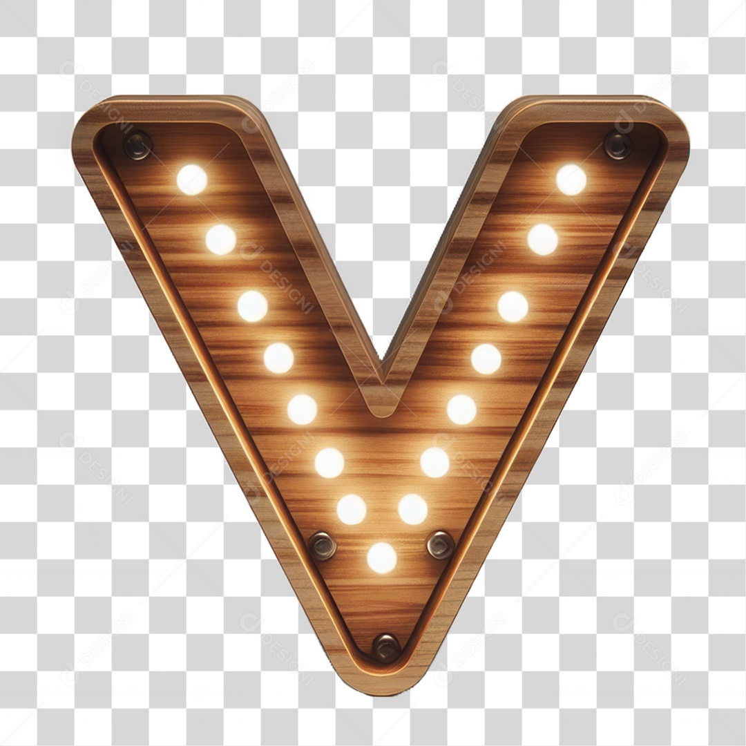 Elemento 3D Placa de Madeira com Luzes Lâmpadas PNG Transparente