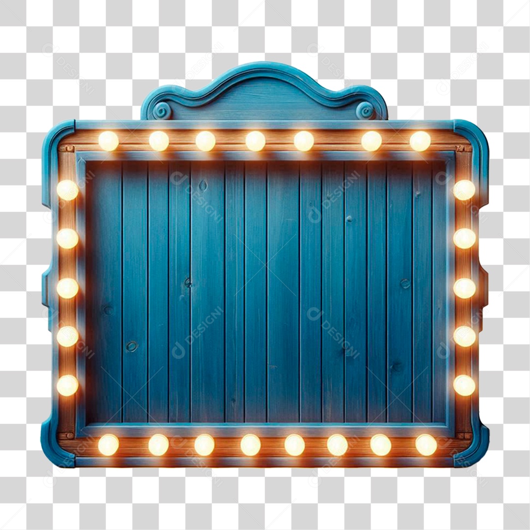 Elemento 3D Placa de Madeira com Luzes Lâmpadas PNG Transparente