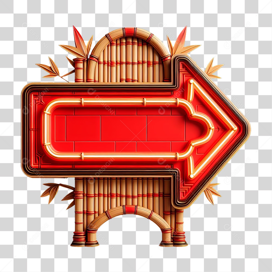 Elemento 3D Placa de Madeira com Luzes Lâmpadas Setas PNG Transparente