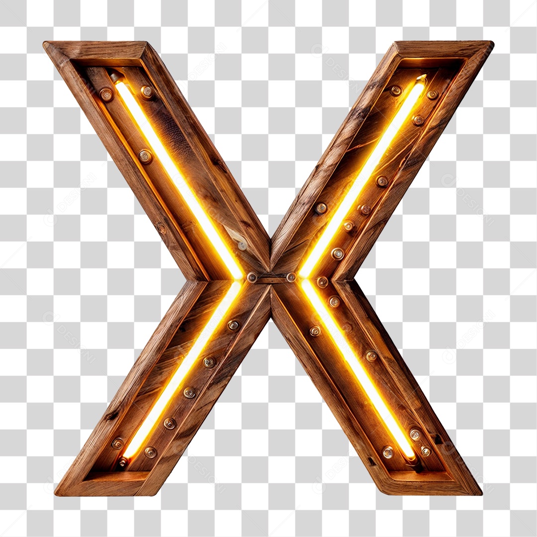 Elemento 3D Placa de Madeira com Luzes Lâmpadas PNG Transparente