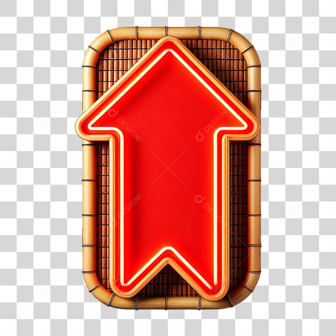 Elemento 3D Placa de Madeira com Luzes Lâmpadas Setas PNG Transparente