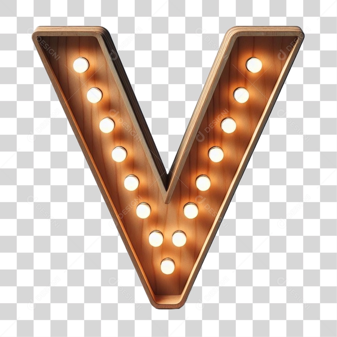 Elemento 3D Placa de Madeira com Luzes Lâmpadas PNG Transparente