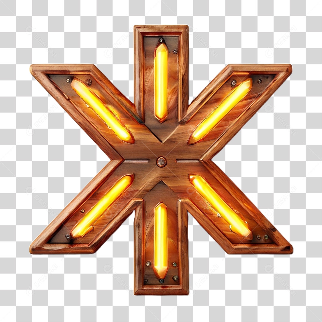 Elemento 3D Placa de Madeira com Luzes Lâmpadas PNG Transparente