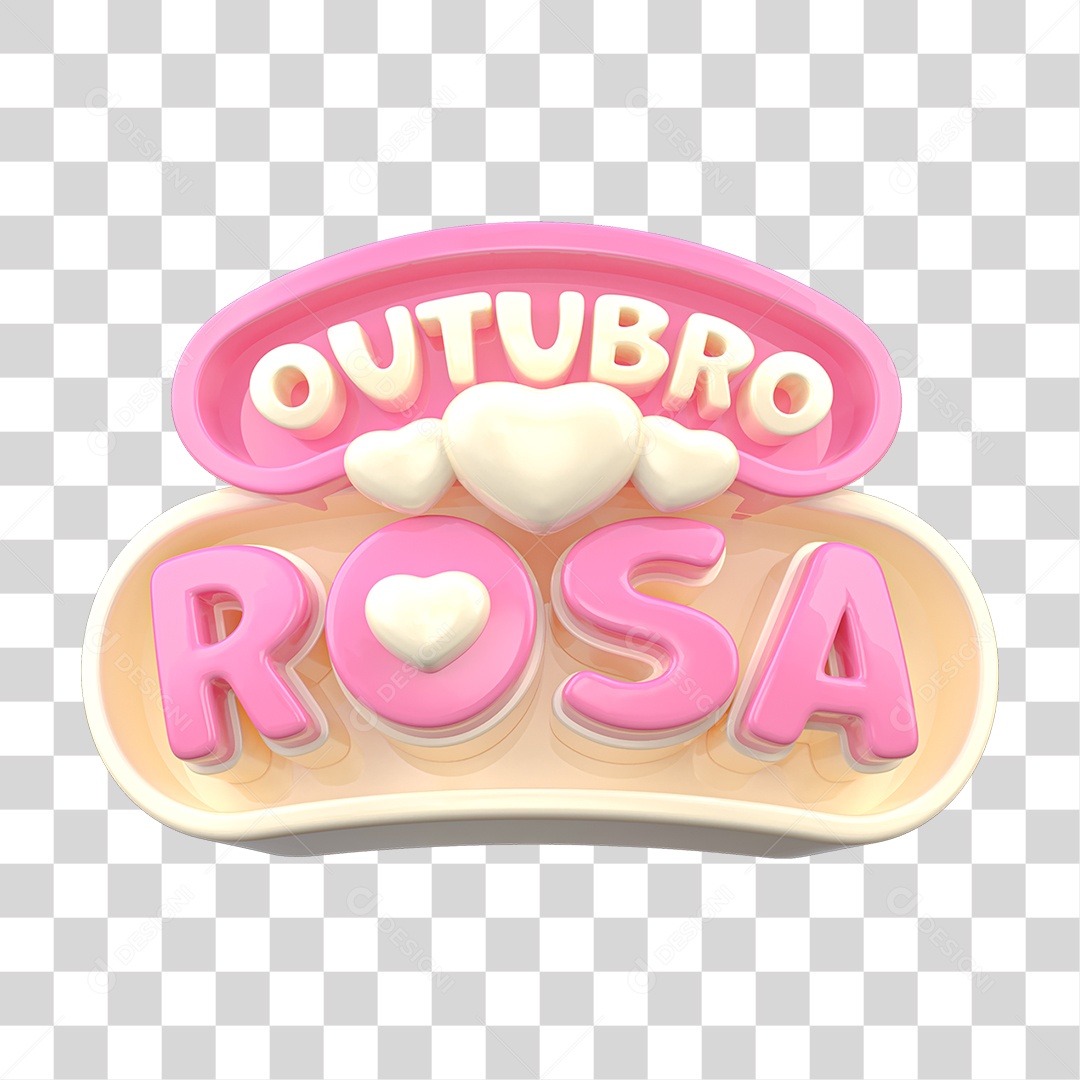 Selo 3D Outubro Rosa PNG Transparente