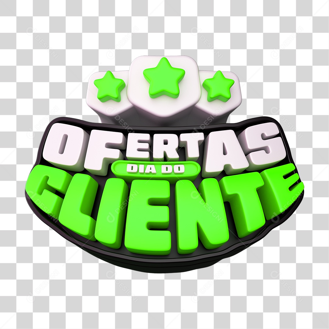 Selo 3D Ofertas Dia do Cliente PNG Transparente