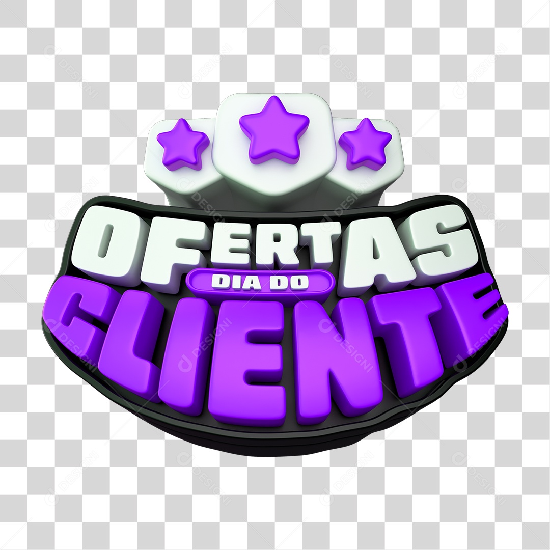 Selo 3D Ofertas Dia do Cliente PNG Transparente