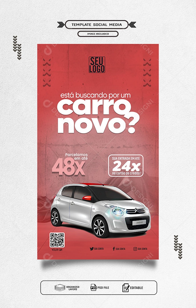 Story Está Buscando por um Carro Novo Social Media PSD Editável