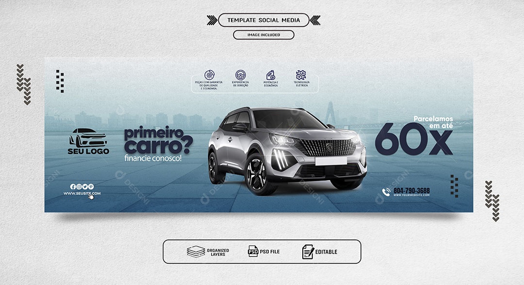 Banner Primeiro Carro Finacie Conosco Social Media PSD Editável