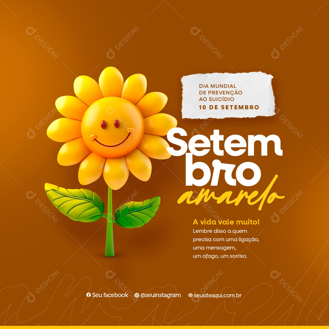 Setembro Amarelo a Vida Vale Muito Lembre Disso Social Media PSD Editavel