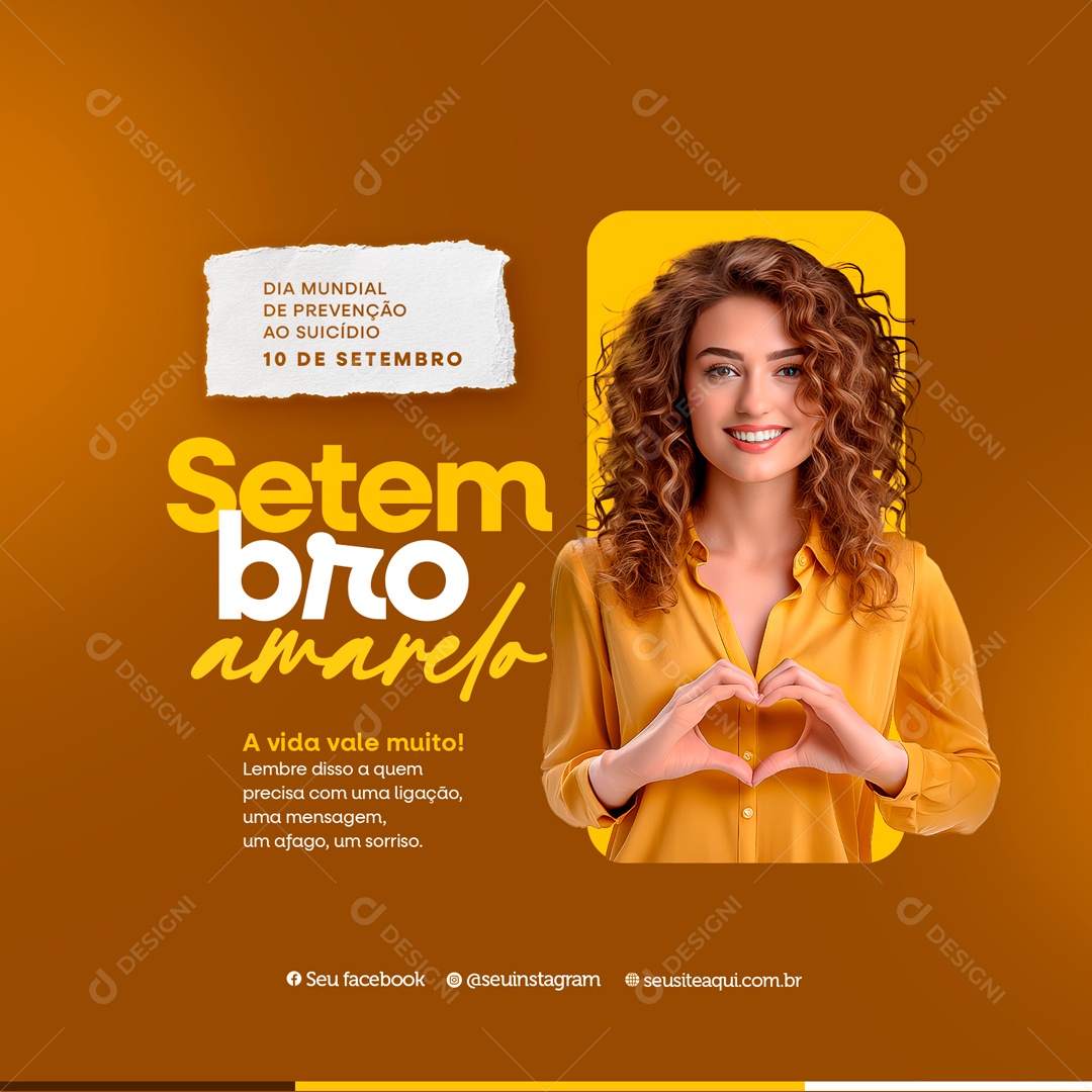Setembro Amarelo a Vida Vale Muito Social Media PSD Editavel