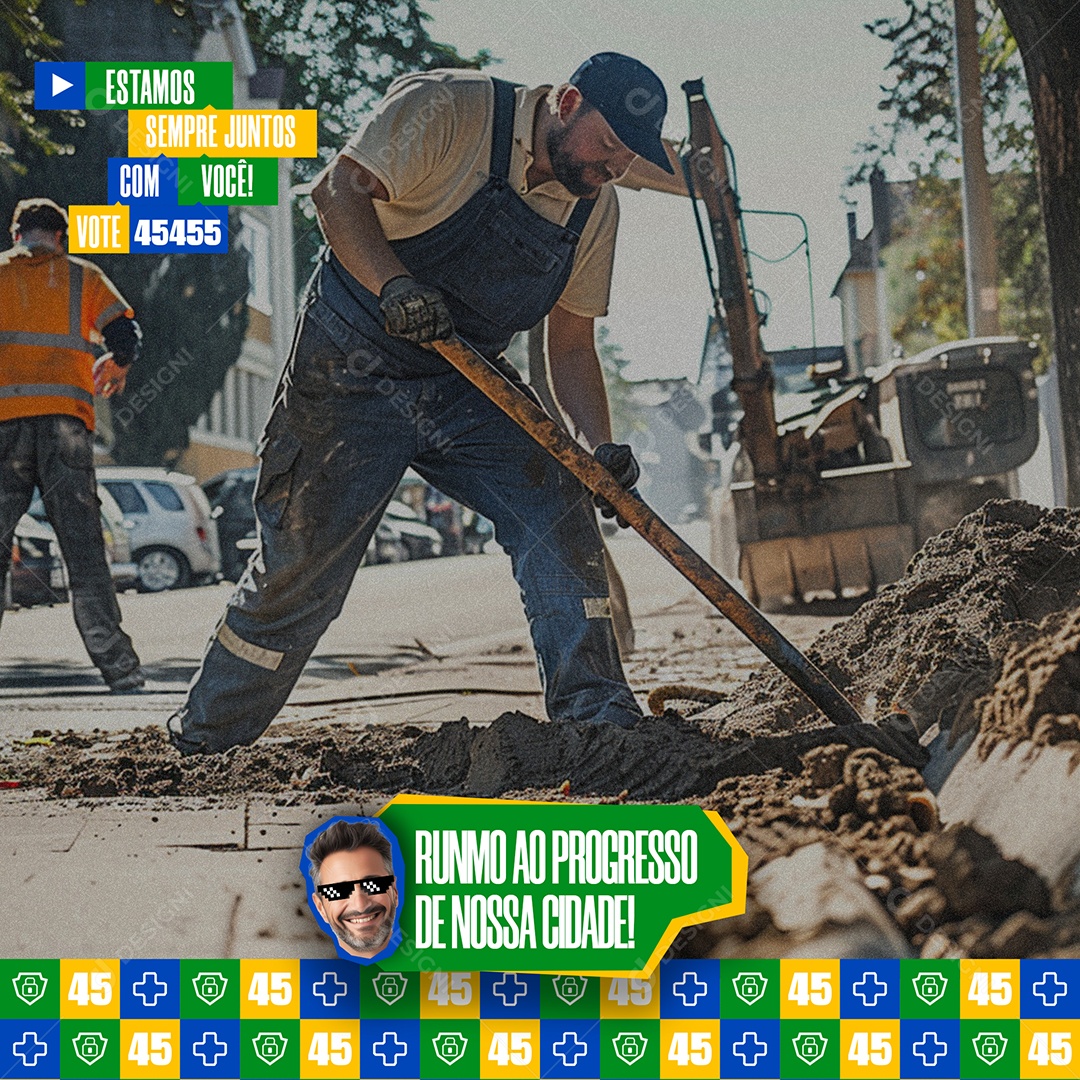 Campanha Política Estamos Todos Juntos Social Media PSD Editável