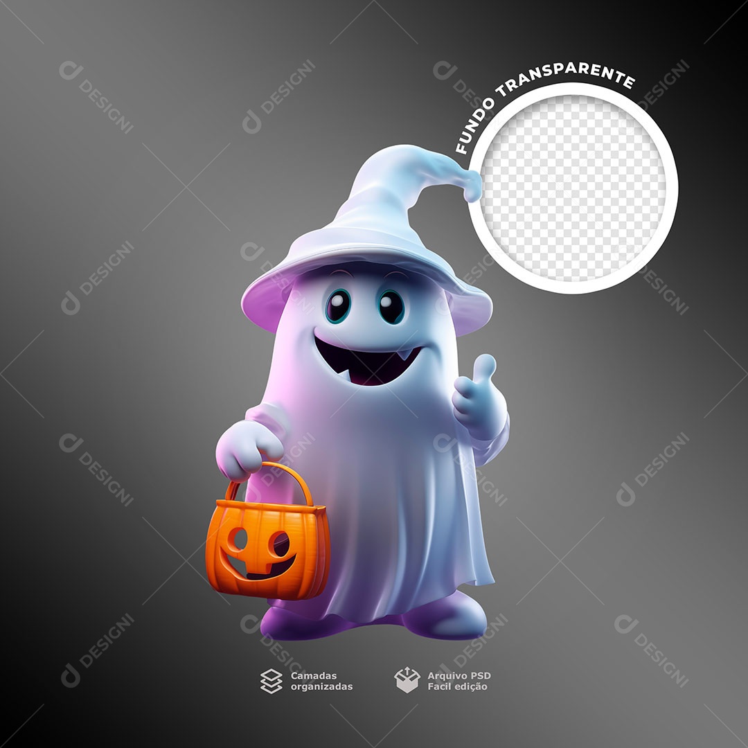 Fantasmas Segurando uma Bolsa Elemento 3D para Composição PSD