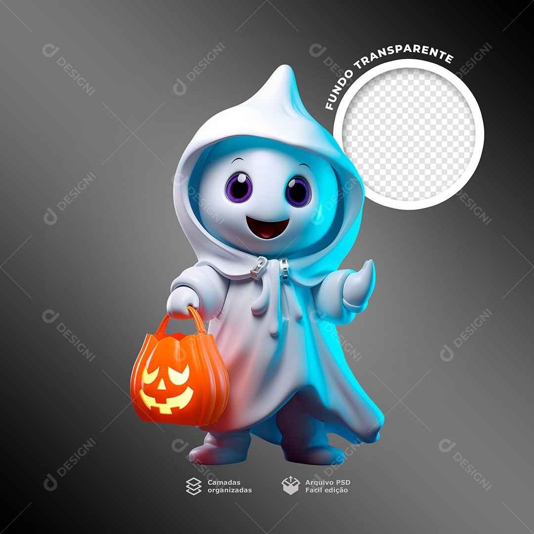 Fantasma de Hallowenn Elemento 3D para Composição PSD