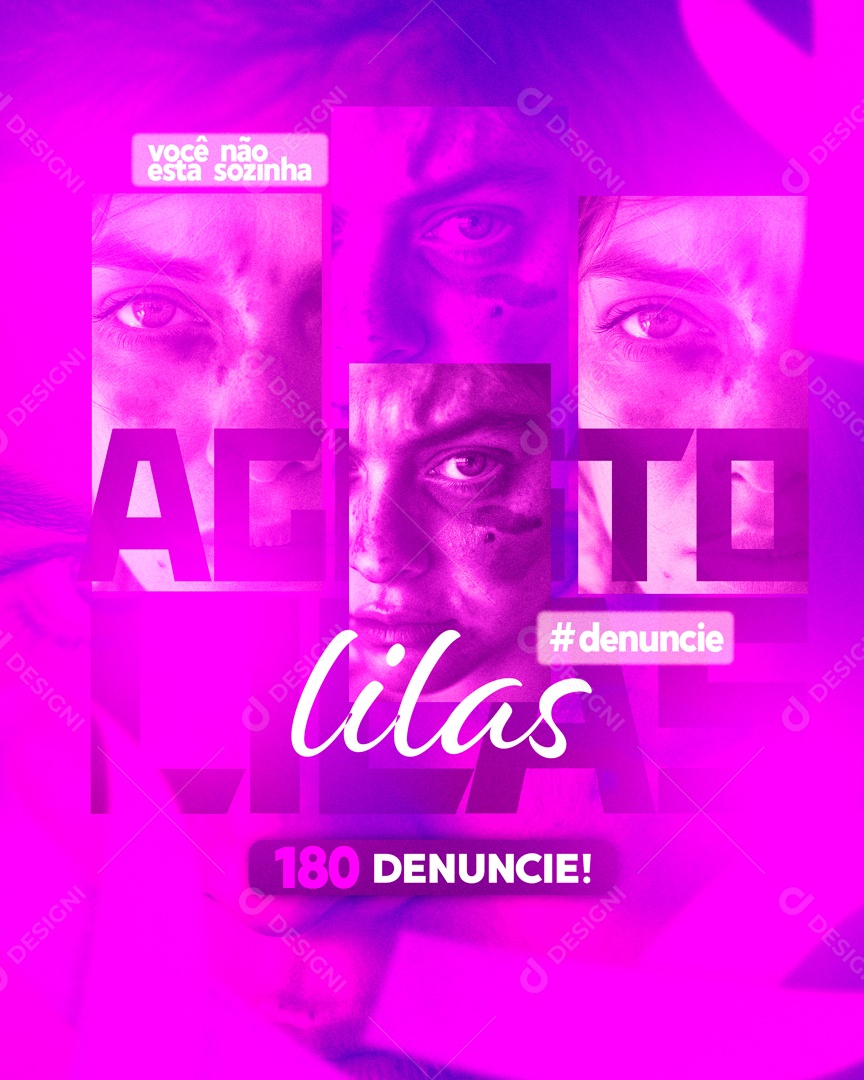 Agosto Lilás Você não esta Sozinha Social Media PSD Editável