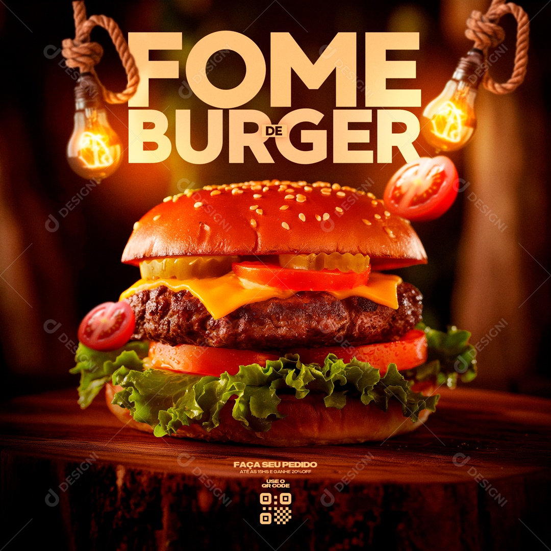 Fome de Burguer Social Media PSD Editável
